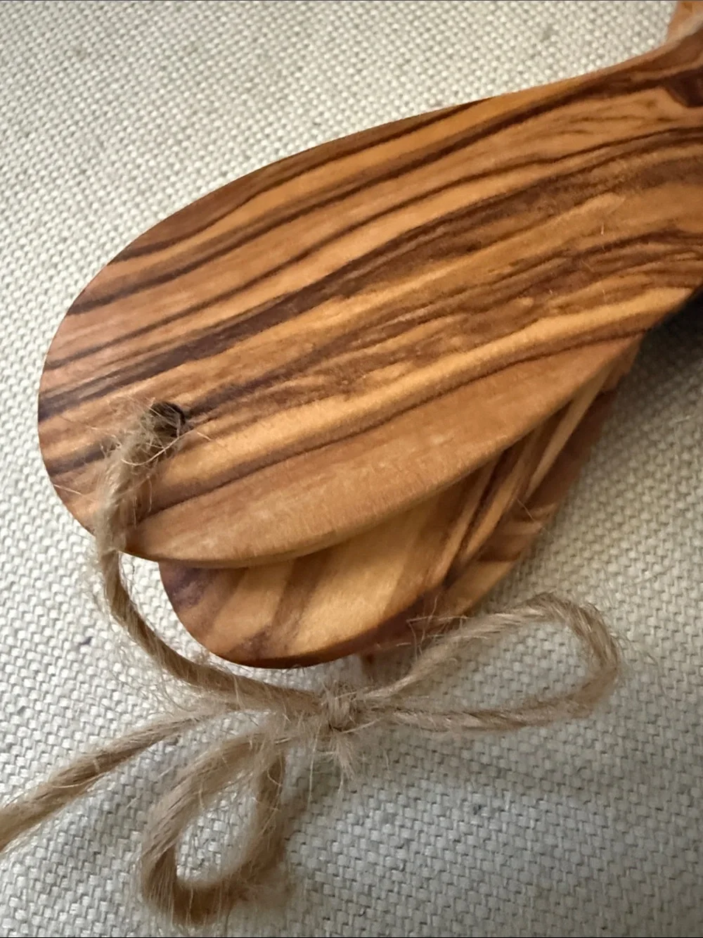 NWT Set-of-3 7” Olive Wood Utensils by Arte Legno, Italy, each piece unique